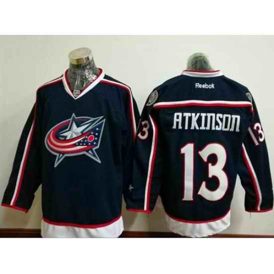 Blue Jackets #13 Cam Atkinson Navy Blue Home Stitched NHL Jersey